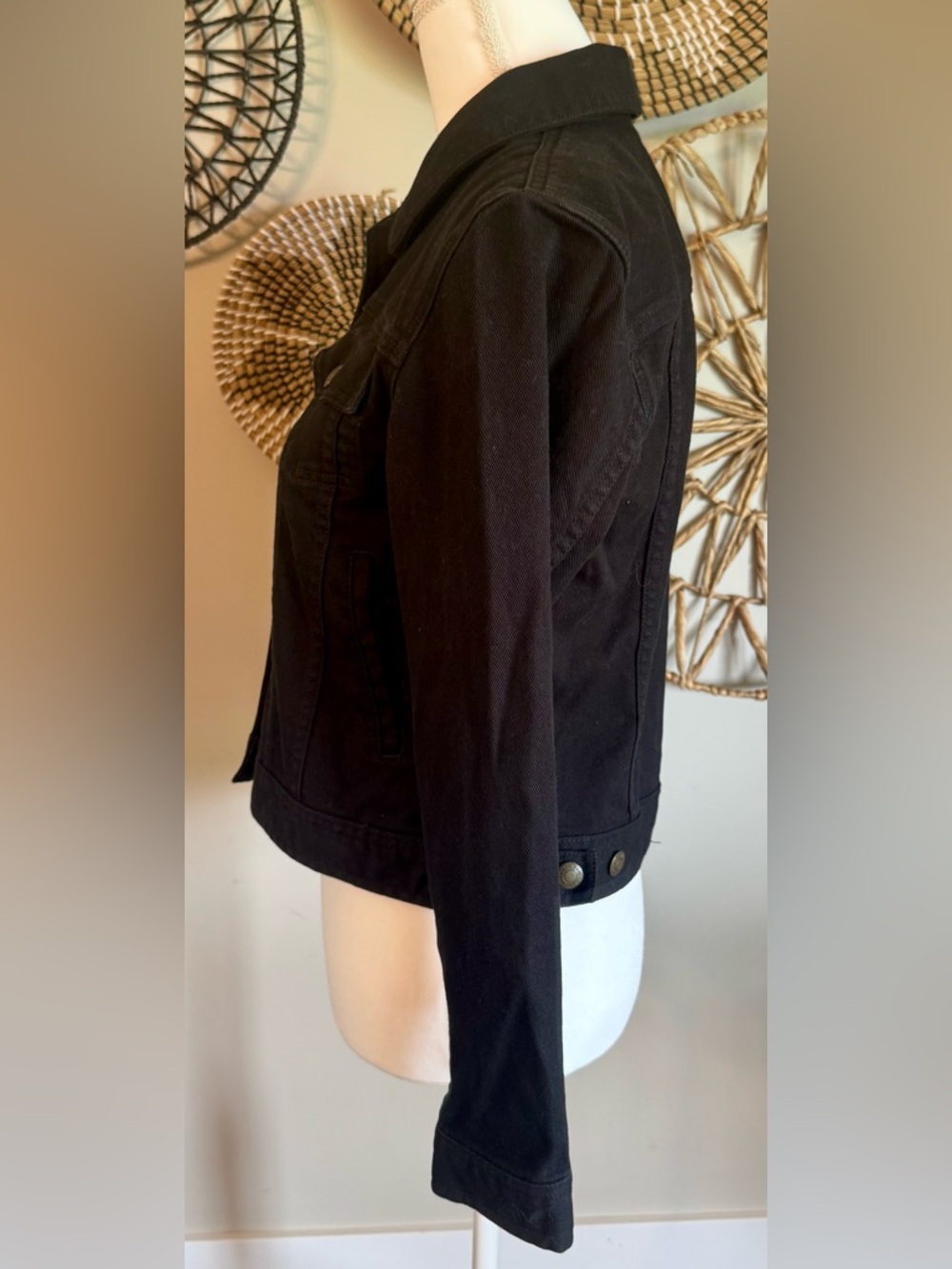 Lauren Ralph Lauren Classic Black Denim Jean Jacket Petite Size S - Picture 3 of 11